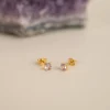 GEMMA PURPLE AMETHYST GOLDEN STUD EARRING - Sisi Copenhagen