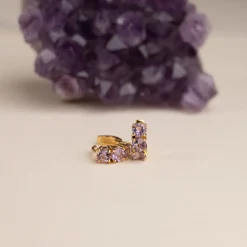 GEMMA PURPLE AMETHYST GOLDEN HUGGIE EARRING - Sisi Copenhagen