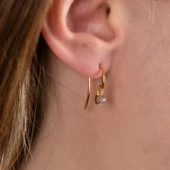 GEMMA PURPLE AMETHYST GOLDEN HOOK EARRING - Sisi Copenhagen