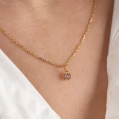 GEMMA PURPLE AMETHYST GOLDEN PENDANT - Sisi Copenhagen