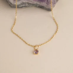 GEMMA PURPLE AMETHYST GOLDEN PENDANT - Sisi Copenhagen