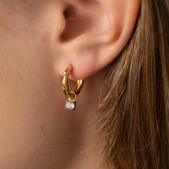 GEMMA PURPLE AMETHYST GOLDEN EARRING CHARM - Sisi Copenhagen