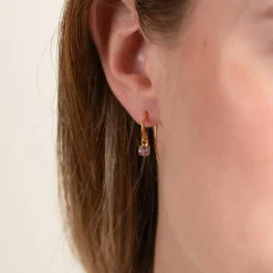 GEMMA PURPLE AMETHYST GOLDEN HOOK EARRING - Sisi Copenhagen