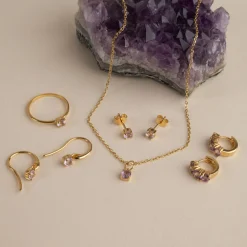 GEMMA PURPLE AMETHYST GOLDEN STUD EARRING - Sisi Copenhagen