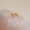 GEMMA ROSE QUARTZ GOLDEN STUD EARRING - Sisi Copenhagen