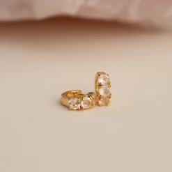 GEMMA ROSE QUARTZ GOLDEN HUGGIE EARRING - Sisi Copenhagen