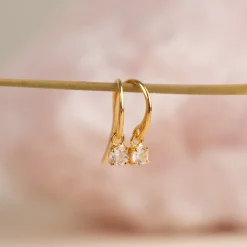 GEMMA ROSE QUARTZ GOLDEN HOOK EARRING - Sisi Copenhagen