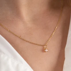 GEMMA ROSE QUARTZ GOLDEN PENDANT - Sisi Copenhagen