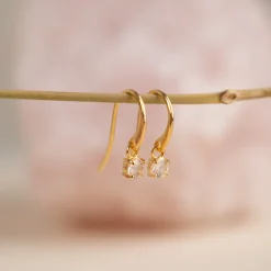 GEMMA ROSE QUARTZ GOLDEN HOOK EARRING - Sisi Copenhagen