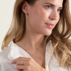 GEMMA ROSE QUARTZ GOLDEN HUGGIE EARRING - Sisi Copenhagen