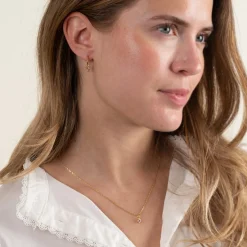 GEMMA ROSE QUARTZ GOLDEN HOOK EARRING - Sisi Copenhagen