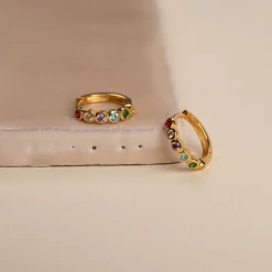 GEORGIA RAINBOW GOLDEN CREOL EARRING - Sisi Copenhagen