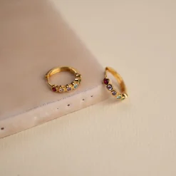 GEORGIA RAINBOW GOLDEN CREOL EARRING - Sisi Copenhagen