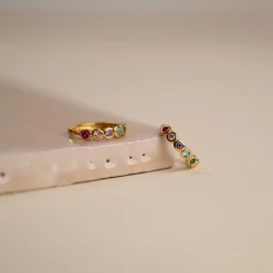 GEORGIA RAINBOW GOLDEN CREOL EARRING - Sisi Copenhagen
