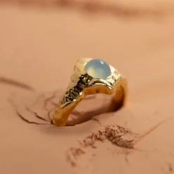 GIGI AQUA CHALCEDONY GOLDEN RING