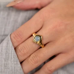 GIGI AQUA CHALCEDONY GOLDEN RING