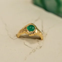 GIGI GREEN AGATE GOLDEN RING