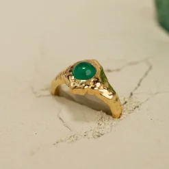 GIGI GREEN AGATE GOLDEN RING