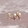 GINA PEARL DIAMOND SOLID GOLD EARRING