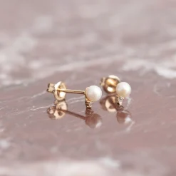 GINA PEARL DIAMOND SOLID GOLD EARRING