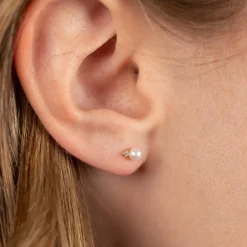GINA PEARL DIAMOND SOLID GOLD EARRING
