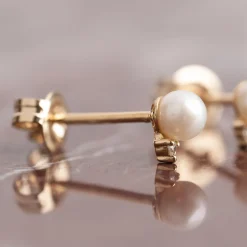 GINA PEARL DIAMOND SOLID GOLD EARRING