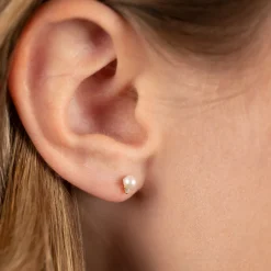 GINA PEARL DIAMOND SOLID GOLD EARRING