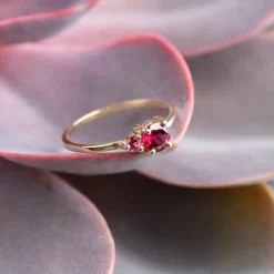 GLADIS PINK RHODOLITE SOLID GOLD RING