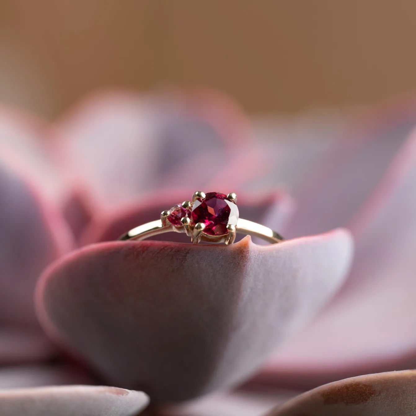 GLADIS PINK RHODOLITE SOLID GOLD RING