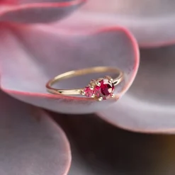 GLADIS PINK RHODOLITE SOLID GOLD RING