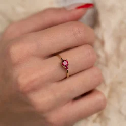 GLADIS PINK RHODOLITE SOLID GOLD RING