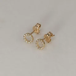 GLORIA CRYSTAL MINI SOLID GOLD EARRING