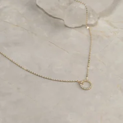 GLORIA CRYSTAL SOLID GOLD NECKLACE