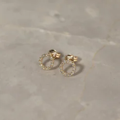 GLORIA CRYSTAL SOLID GOLD EARRING