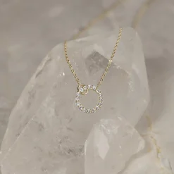 GLORIA CRYSTAL SOLID GOLD NECKLACE