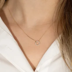 GLORIA CRYSTAL SOLID GOLD NECKLACE