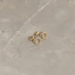 GLORIA CRYSTAL SOLID GOLD EARRING