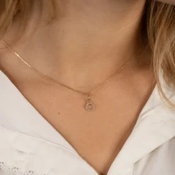 GLORIA CRYSTAL SOLID GOLD PENDANT