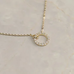 GLORIA CRYSTAL SOLID GOLD NECKLACE