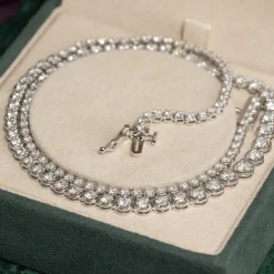GRADUATING CROWN-SET DIAMOND TENNIS NECKLACE - 5ct - WG