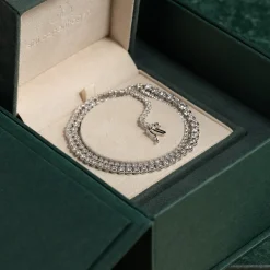 GRADUATING CROWN-SET DIAMOND TENNIS NECKLACE - 5ct - WG
