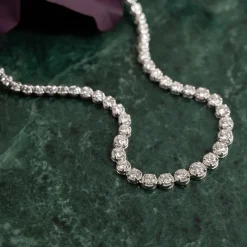 GRADUATING CROWN-SET DIAMOND TENNIS NECKLACE - 5ct - WG
