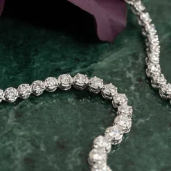 GRADUATING CROWN-SET DIAMOND TENNIS NECKLACE - 5ct - WG
