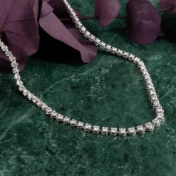 GRADUATING CROWN-SET DIAMOND TENNIS NECKLACE - 5ct - WG