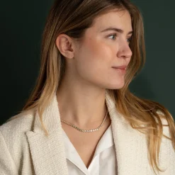 GRADUATING CROWN-SET DIAMOND TENNIS NECKLACE - 5ct - YG