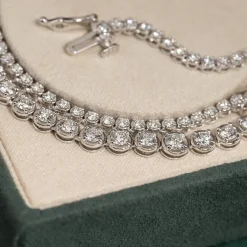 GRADUATING CROWN-SET DIAMOND TENNIS NECKLACE - 5ct - WG