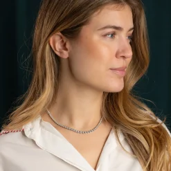 GRADUATING CROWN-SET DIAMOND TENNIS NECKLACE - 5ct - WG
