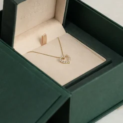 GRADUATING CURVED HEART DIAMOND PENDANT - 0.45ct - YG