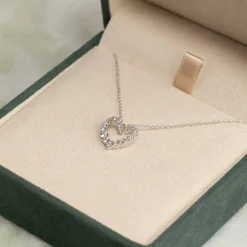 GRADUATING CURVED HEART DIAMOND PENDANT - 0.45ct - WG