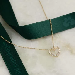 GRADUATING CURVED HEART DIAMOND PENDANT - 0.45ct - YG